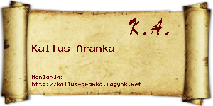 Kallus Aranka névjegykártya